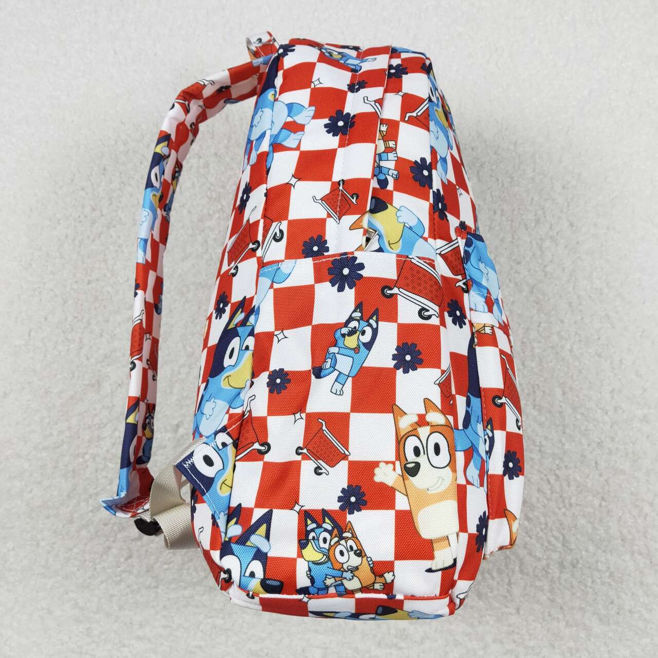 BA0179 bluey red and white plaid backpack