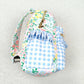 BA0097 Flower pink lace light blue plaid backpack