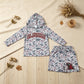 NEW RTS NO MOQ milk silk BLS0044 Baby Boys Light Grey Camo Alabama Long Sleeve Hoodie Pockets Short Team Clothes Set