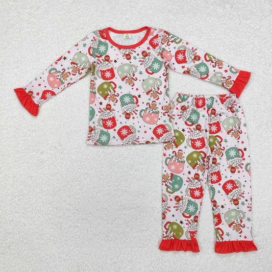 GLP1621 Modal Christmas gingerbread man cup red lace long-sleeved trousers pajamas set