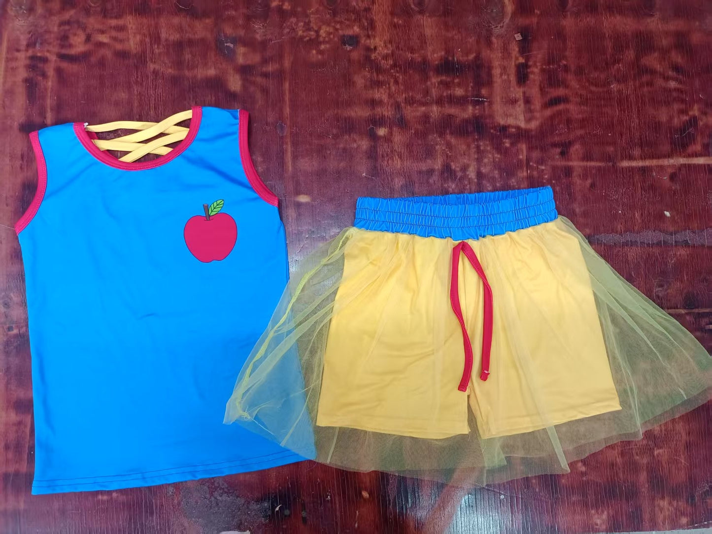 5.9 Apple Sleeveless Girls Mesh Back to School Suit