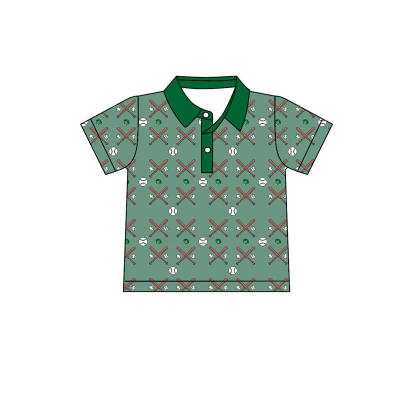 X12.20 Preorder (moq 5)Baby Boys Short Sleeve Baseballs Button Team Polo Shirts Top