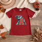 RTS NO MOQ Vinyl BT1883 Red Short Sleeve Vinyl Team T-shirts Top