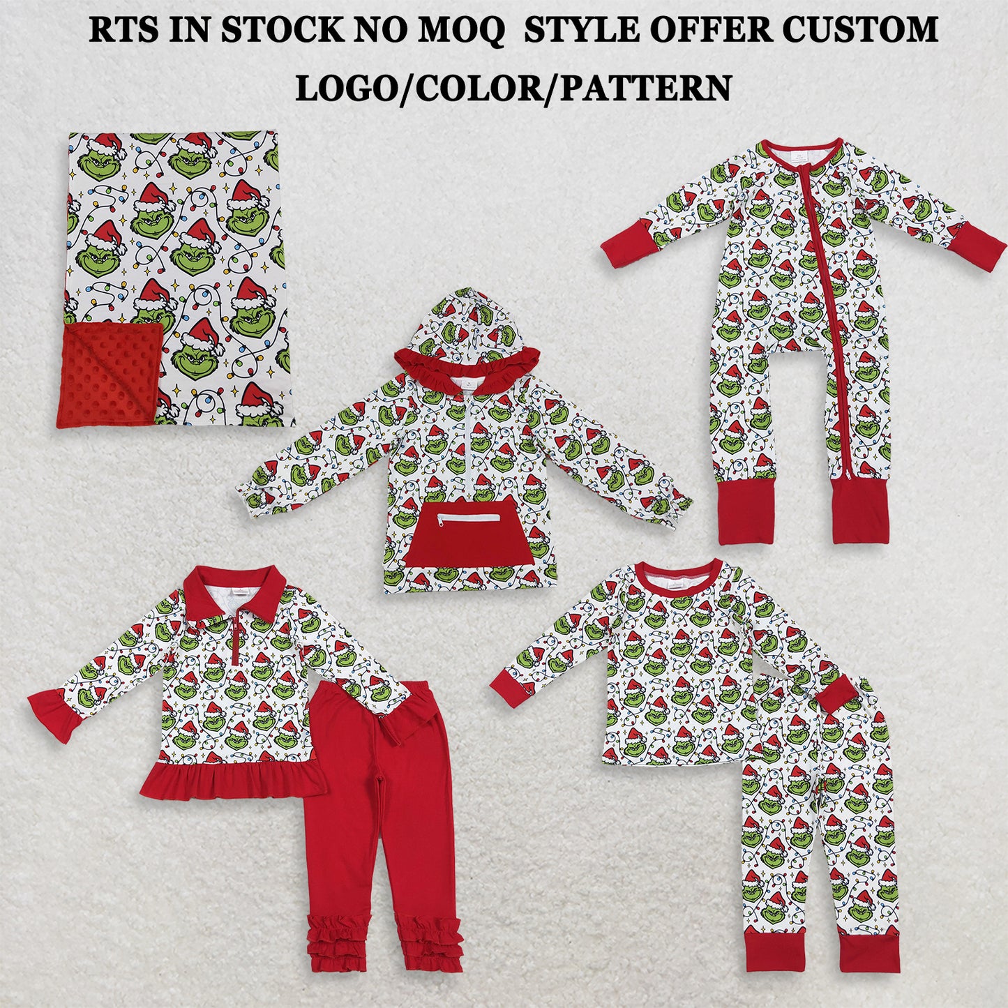 RTS NO MOQ Sibling milk silk Baby Girls Christmas Zipper Pullover Legging Pants Set Pajamas Sets Rompers Hoodies Top Blankets