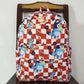 BA0179 bluey red and white plaid backpack