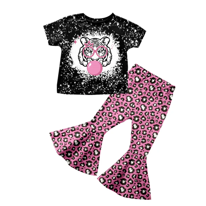 5.16 Tiger and leopard print short-sleeved trousers suit