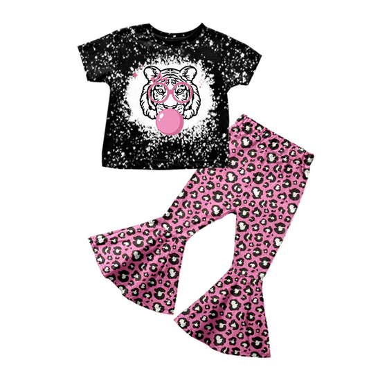 5.16 Tiger and leopard print short-sleeved trousers suit