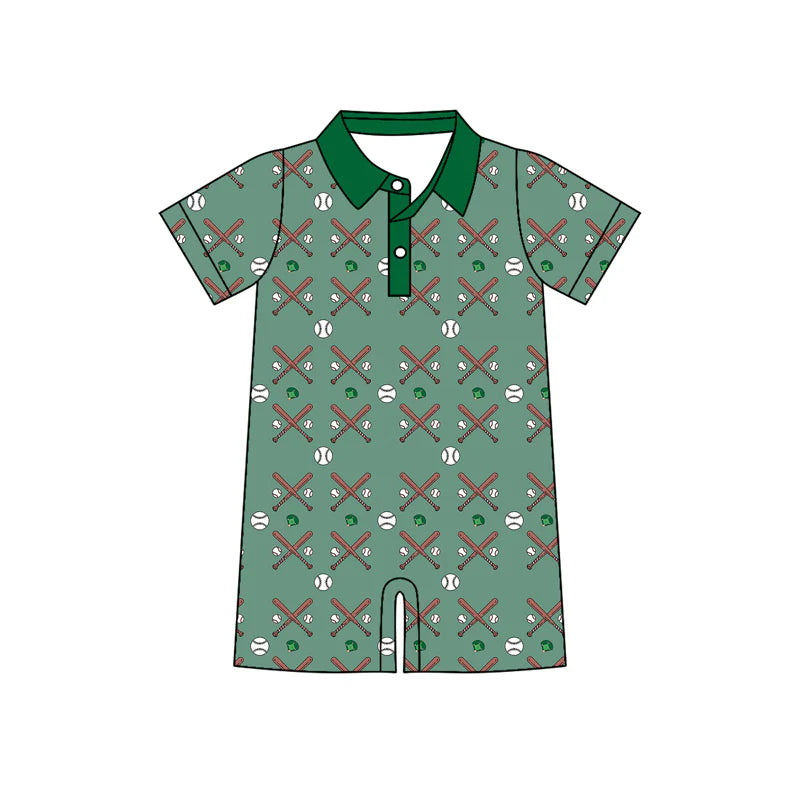 X12.20 Preorder (moq 5)Baby Boys Short Sleeve Baseballs Button Team Shorts Rompers