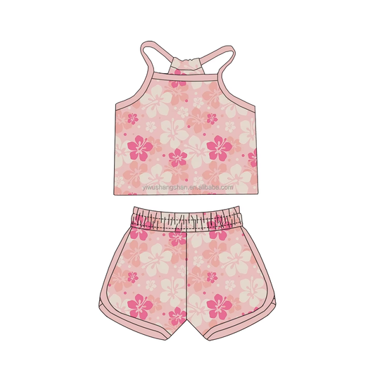 5.14 Rose red flower summer girl suit
