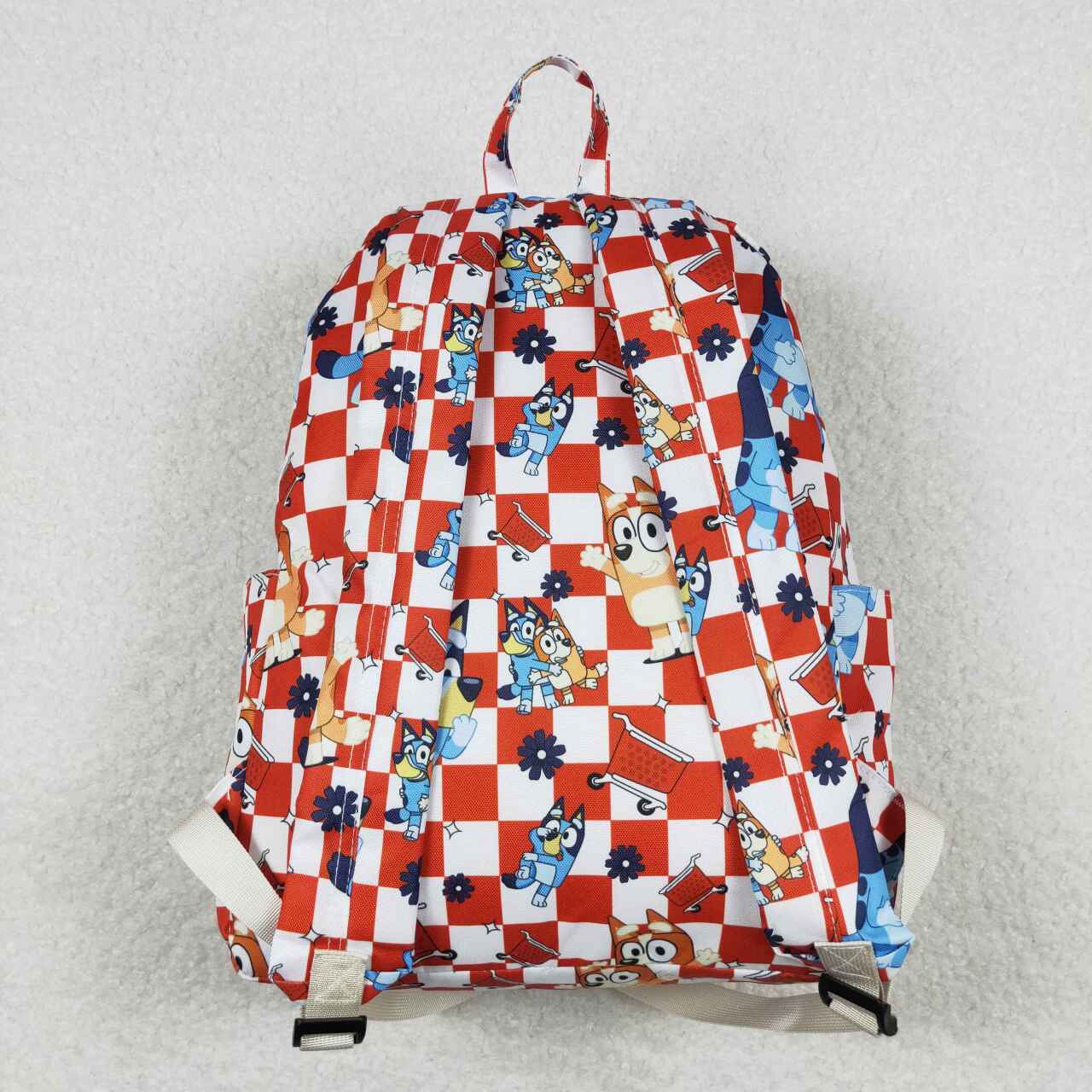 BA0179 bluey red and white plaid backpack