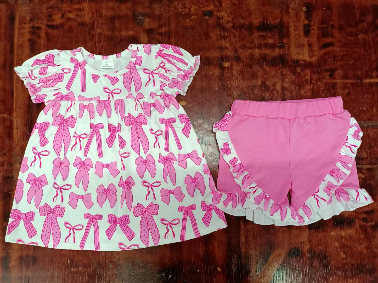 5.9 Pink Bow Girls Summer Suit