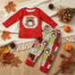 NEW RTS NO MOQ milk silk BLP0375 Baby Boys Cowboy Christmas Red Tops Pants Clothes Sets
