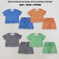RTS NO MOQ Sibling milk silk Baby Girls Checked Shirt Top Pockets Short Scallop Clothes Set Summer Casual Outfit