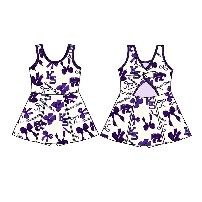 6.28Preorder (moq 5)Baby Girls Sleeveless Bows Plaid KS Shorts Team Knee Length Dresses