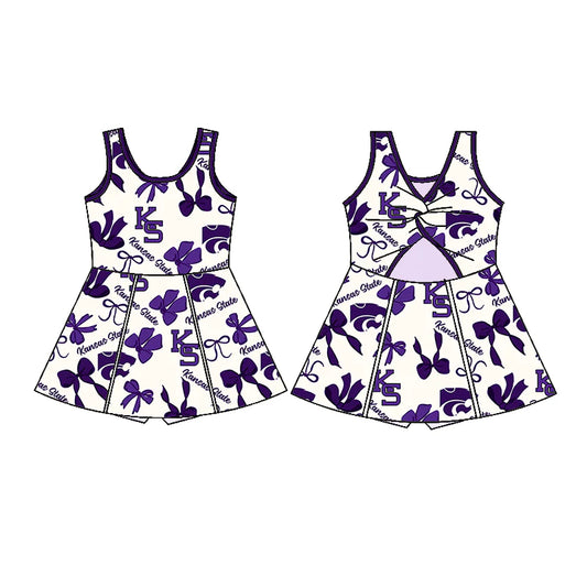 6.28Preorder (moq 5)Baby Girls Sleeveless Bows Plaid KS Shorts Team Knee Length Dresses