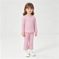 NEW RTS NO MOQ cotton GLP3291 Baby Girls Pink Solid Scallop Trim Long Sleeve Top And Pants Two Piece Pajama Set