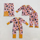 RTS NO MOQ Sibling milk silk Baby Girls Pink Thanksgiving Turkey Deer Pumpkin Print Baby Zipper Romper Kids Pajama Set Blanket