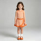 NEW RTS NO MOQ yoga fabric GSD4252 Baby Girls Orange Check Scallop Edge Vest Skort Active Clothes Set