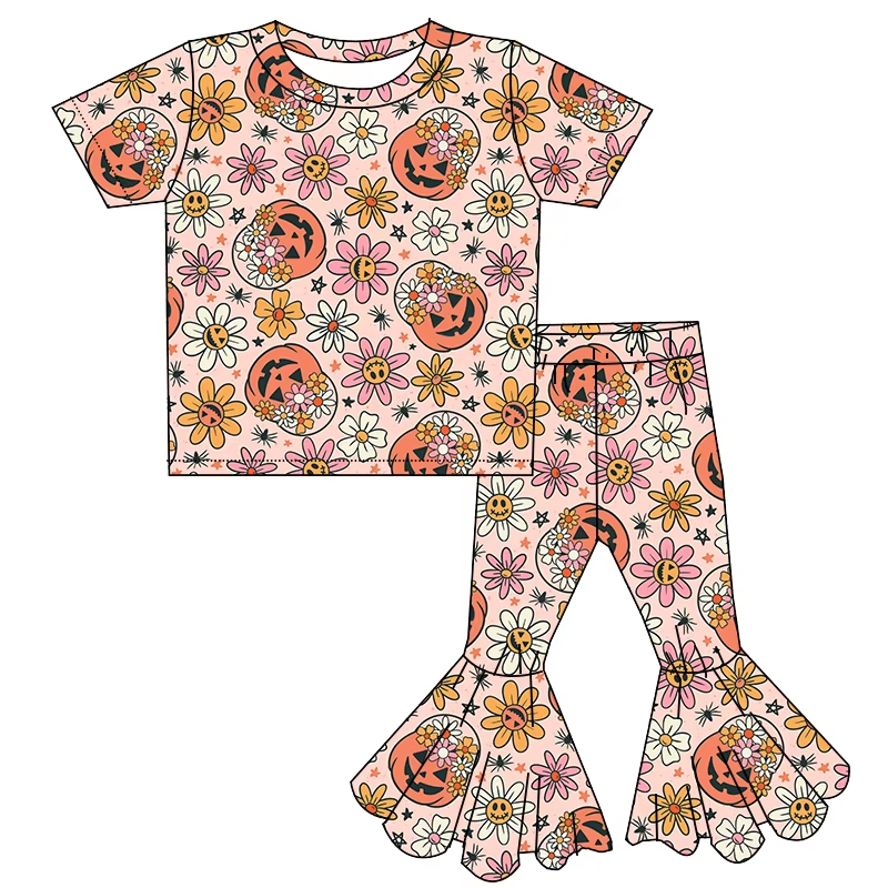 6.25 Smiley Face Flower Short Sleeve Pants Set
