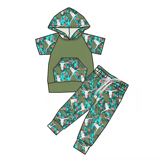 6.16 Boys Bull Head Green Pocket Suit