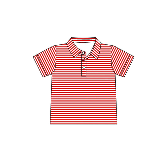 8.5Preorder(moq 5) Baby Boys Red Stripes Team Short Sleeve Tee Pullovers Shirts Tops