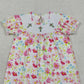 3.28 GSD3314 Floral short sleeves cross smocked baby girls Easter dress