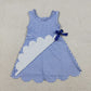 3.30 GSD3427 Baby Girls Blue Checked Yoga Active Scallop Shorts Knee Length Dresses