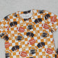 GSSO3161 Baby Girls Orange Checked Football Tennessee Top Shorts Team Slouchy Sets