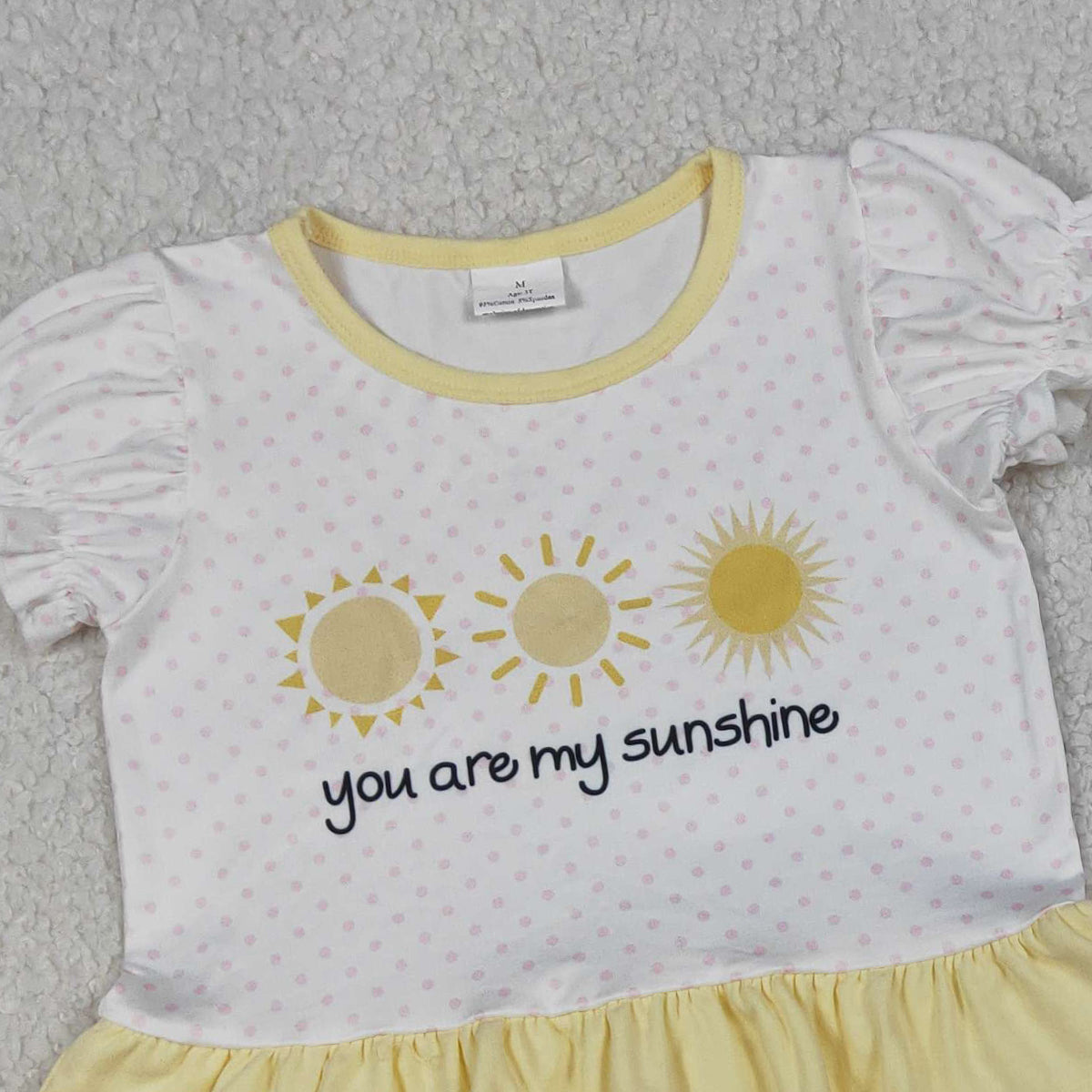 4.3 GSSO2947 Baby Girls Polka Dots You are My Sunshine Tunic Ruffle Shorts Clothes Sets