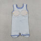 3.30 GSD3427 Baby Girls Blue Checked Yoga Active Scallop Shorts Knee Length Dresses