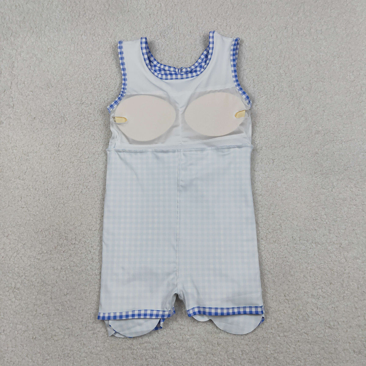 3.30 GSD3427 Baby Girls Blue Checked Yoga Active Scallop Shorts Knee Length Dresses