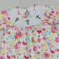 3.28 GSD3314 Floral short sleeves cross smocked baby girls Easter dress