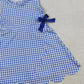 3.30 GSD3427 Baby Girls Blue Checked Yoga Active Scallop Shorts Knee Length Dresses