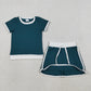 3.30 GSD3670 Baby Girls Dark Green Short Sleeve Top Skirt Shorts Cotton Clothes Sets