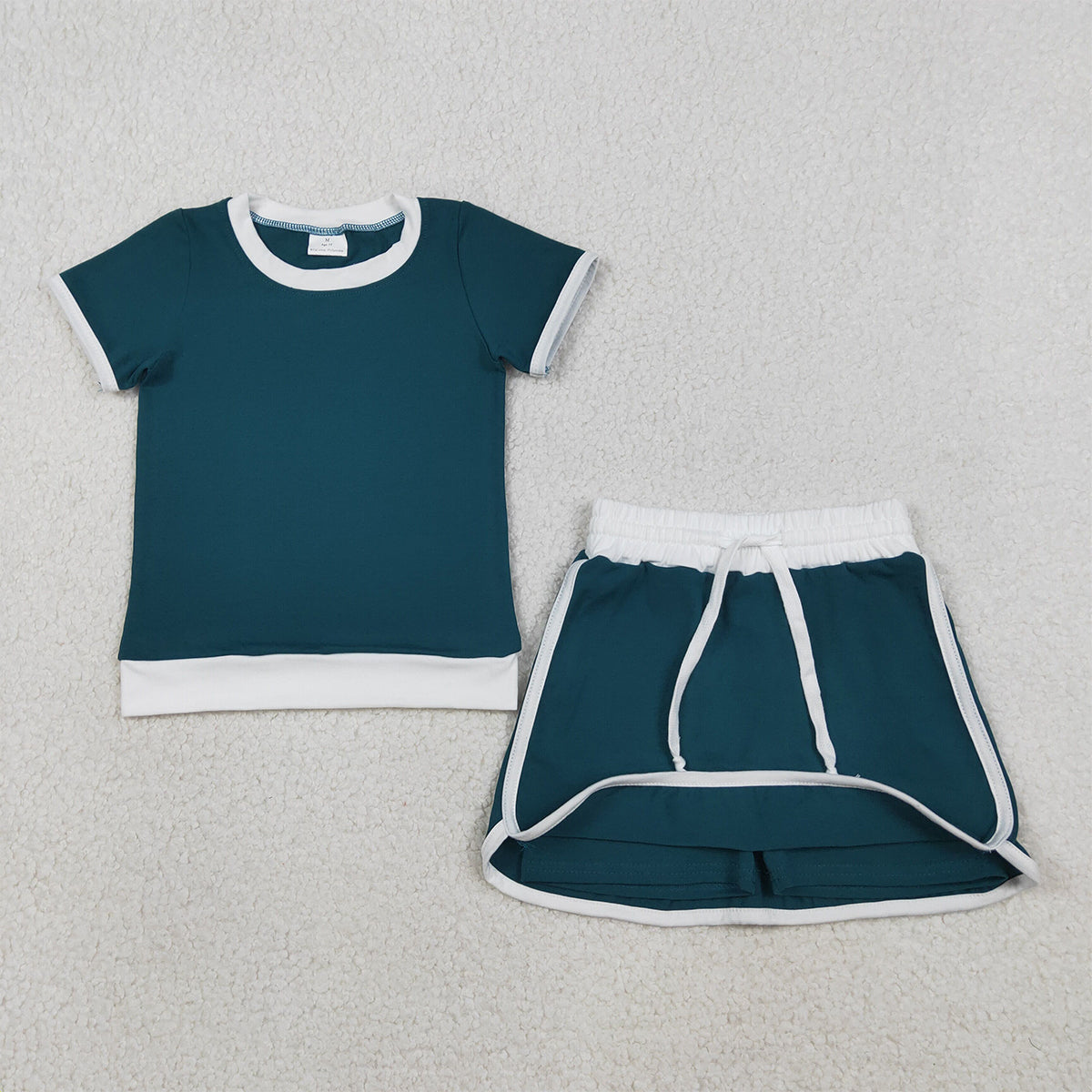 3.30 GSD3670 Baby Girls Dark Green Short Sleeve Top Skirt Shorts Cotton Clothes Sets