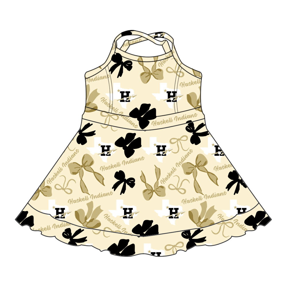 6.1 Brown suspender bow dress