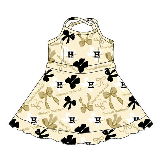 6.1 Brown suspender bow dress
