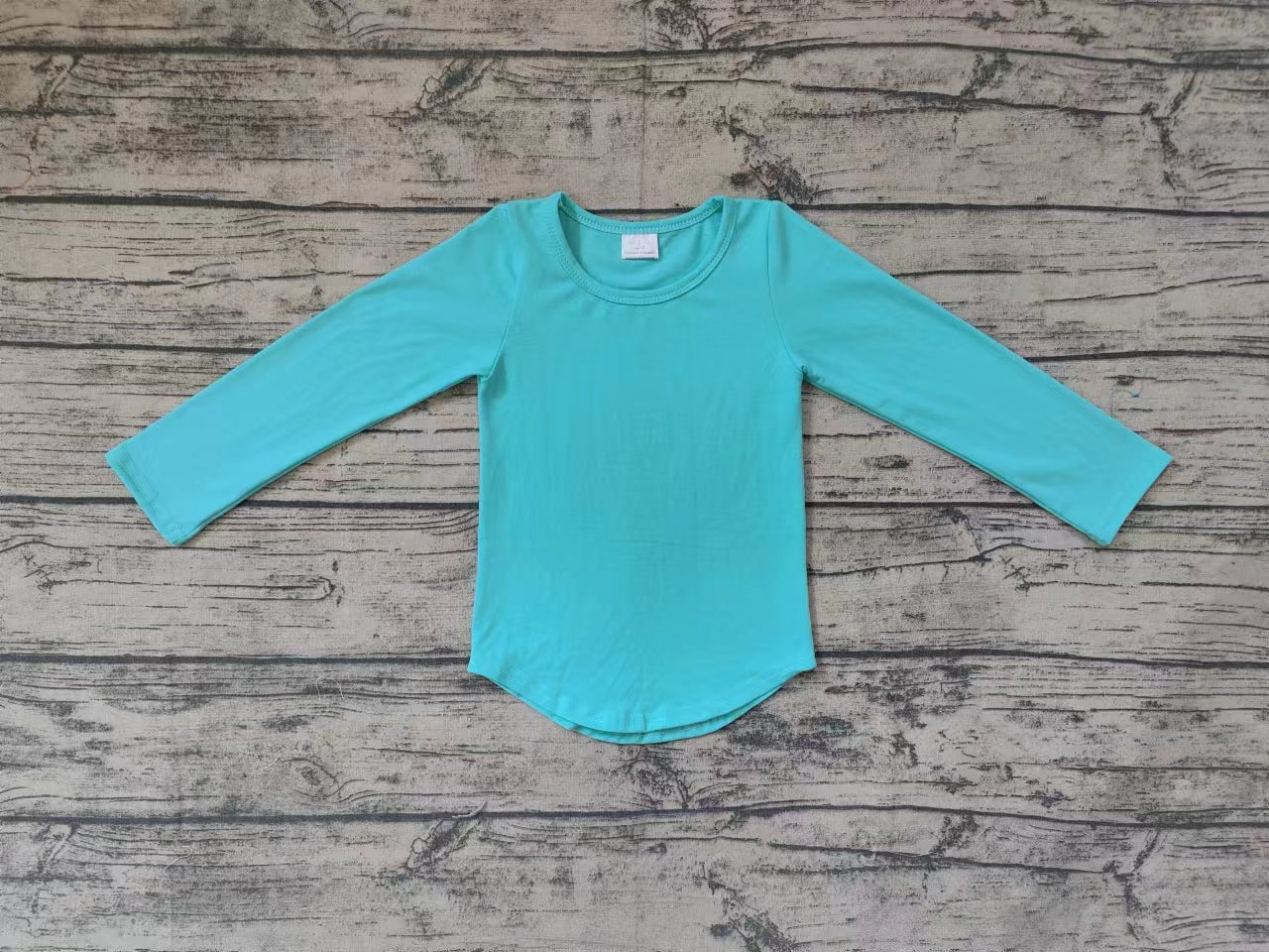 GT0644 Turquoise solid color long-sleeved top