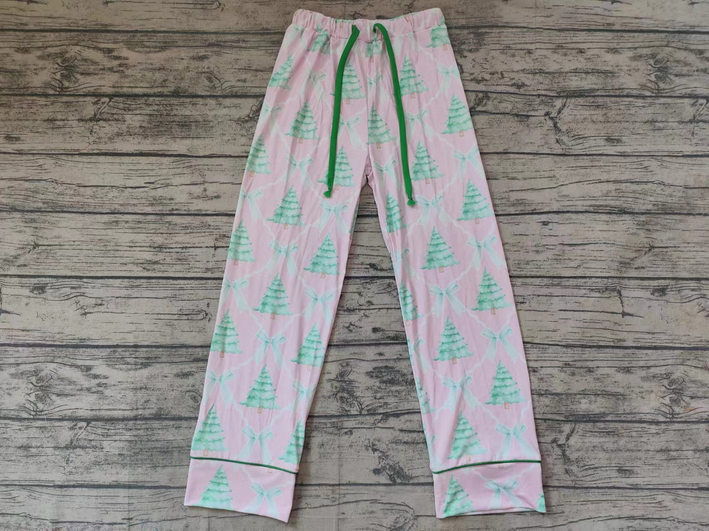 P0491 Adult women's Christmas tree bow pink trousers