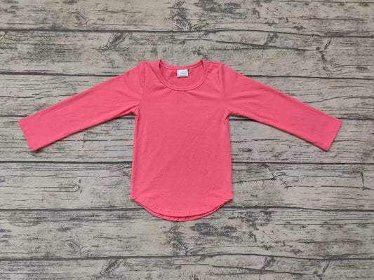 GT0643 Coral red solid color long-sleeved top