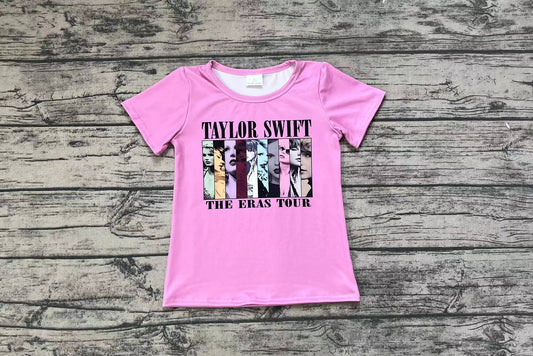 GT0690 taylor swift photo pink short sleeve top