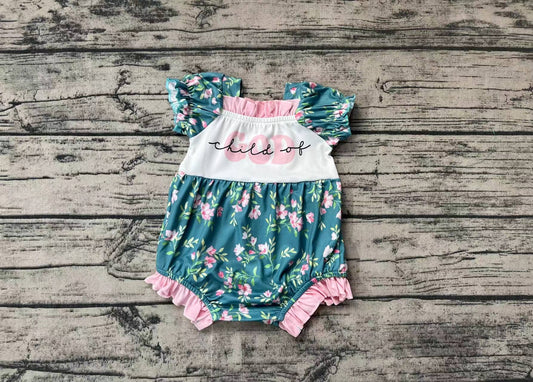 SR1940 girls child of god floral green short-sleeved jumpsuit