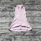 GSD1378 Solid color pink zipper yoga wear sleeveless dress