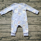 LR1415 Boys Santa Light Blue Zip Long Sleeve Jumpsuit