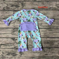 LR1419 bluey Christmas tree car walking stick purple lace blue zipper long sleeve jumpsuit