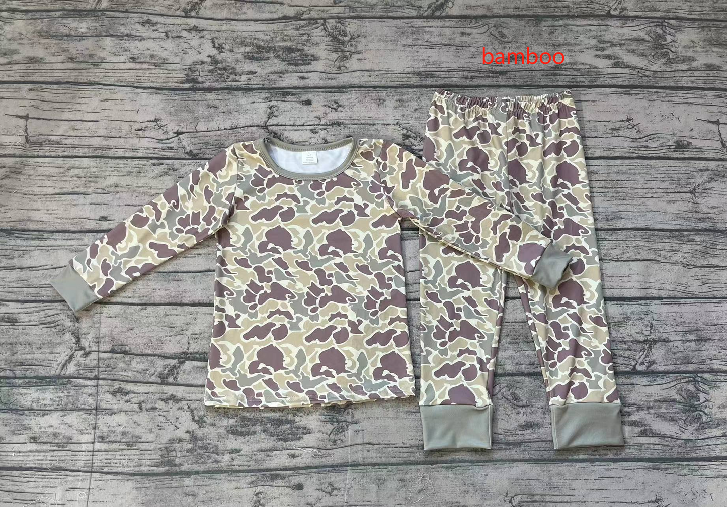 BLP0706 Brown and green camouflage long-sleeved trousers pajama set