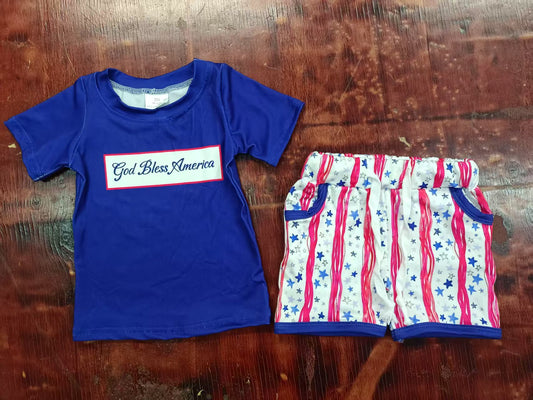 4.25 Boys Blue USA Short Sleeve Suit