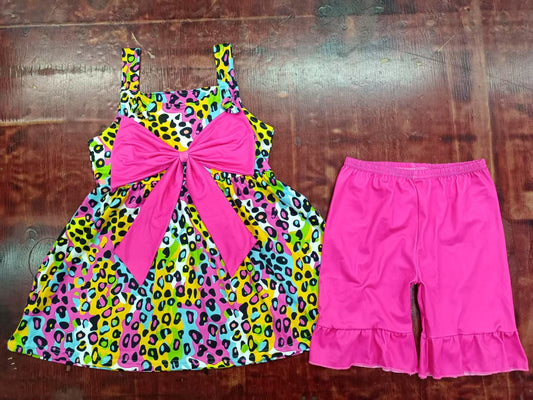 4.26 Leopard print rose red short-sleeved suit