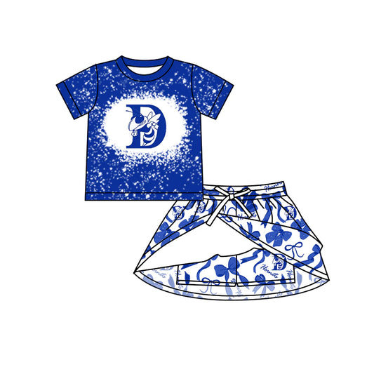 7.11Preorder (moq 5)Baby Girls Short Sleeves Hornets Top Bows Skorts Team Sets