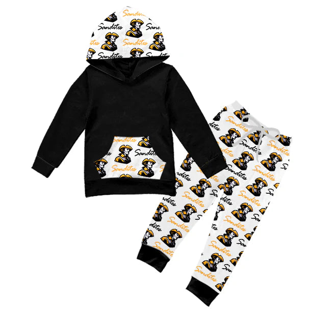 X903Preorder (moq 5)Baby Boys Sandites Pocket Hoodie Legging Pant Team Clothes Sets